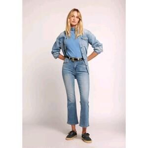 NWT Current/Elliott Womens Jeans Denim Blue Boulevard Mid Rise Crop Boot Size 24
